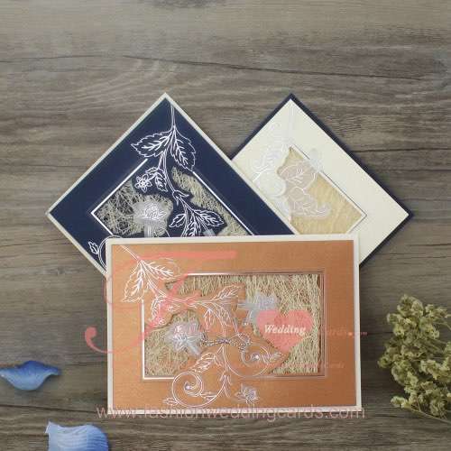 Blue White Brown Country Wedding Invitations